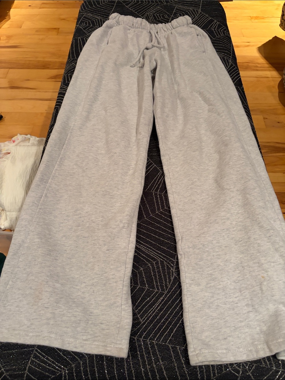 Garage Light Gray Wide-Leg Sweat Pants with Drawstring